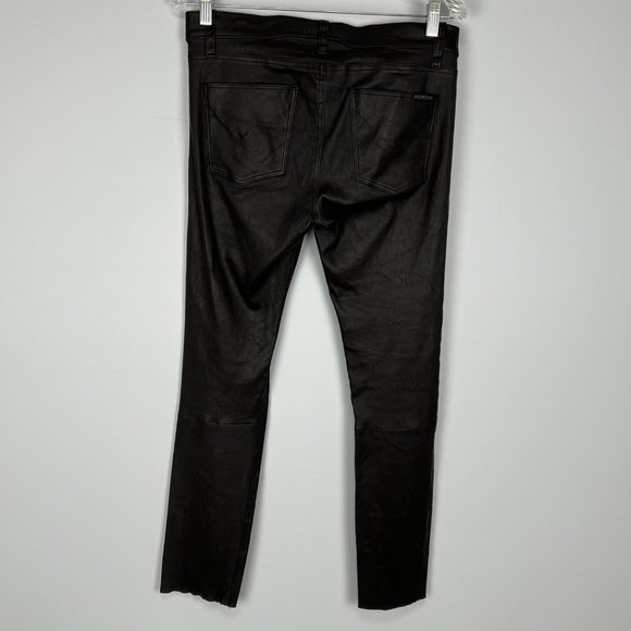 Hudson Womens Juliette Super Skinny Black Lamb Leather Jeans ALTERED size 30 - Picture 6 of 12
